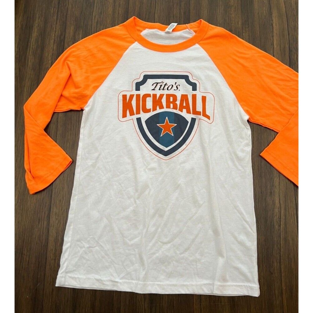 Tito's Vodka Shirt Womens size small kickball love team baseball 3/4 sleeve